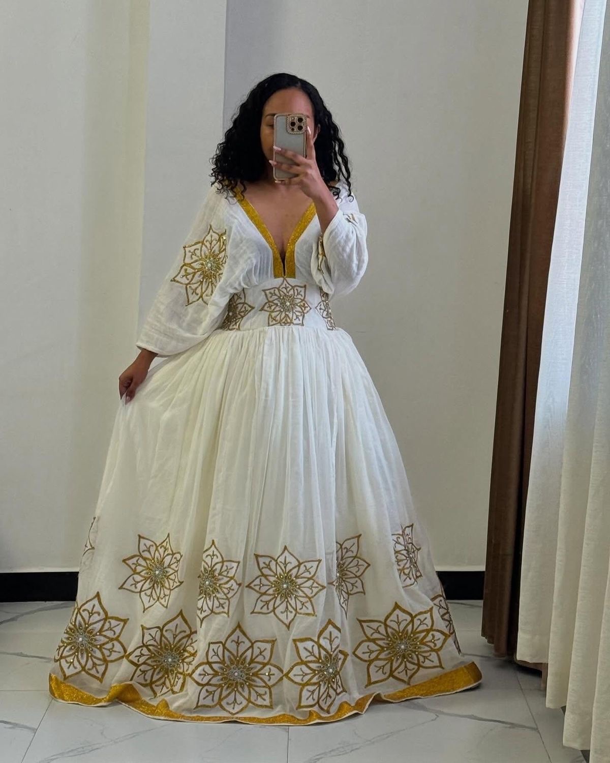Ivory Petal Embroidered Gown